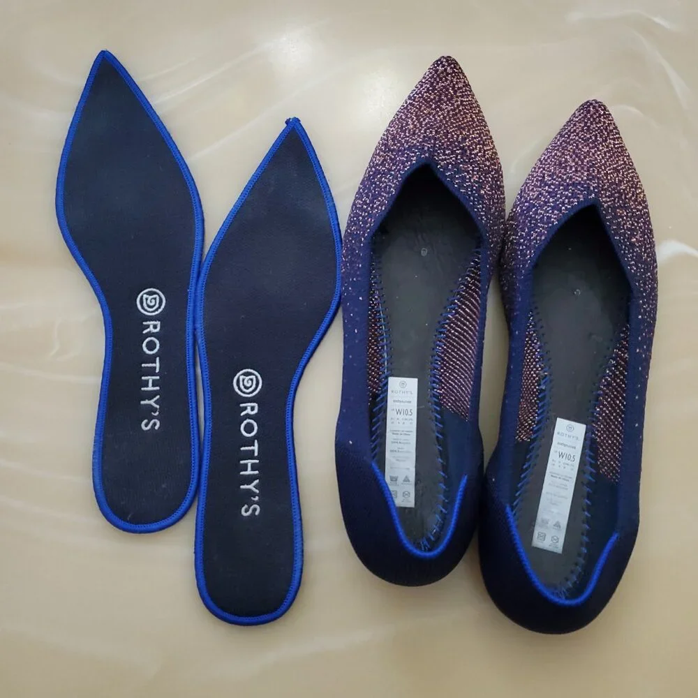 Rothy’s The Point Midnight Metallic Limited Edition Points Flats Size 10.5